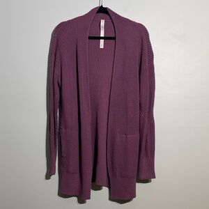 Lululemon Cashlu Sweater Women’s Size M/L Purple Knit Cardigan Open Front Duster